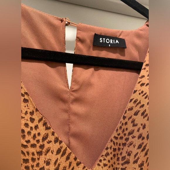 Storia Keep Your Edge Brown & Black Leopard Animal Print Ruffle Romper - S - Picture 8 of 17